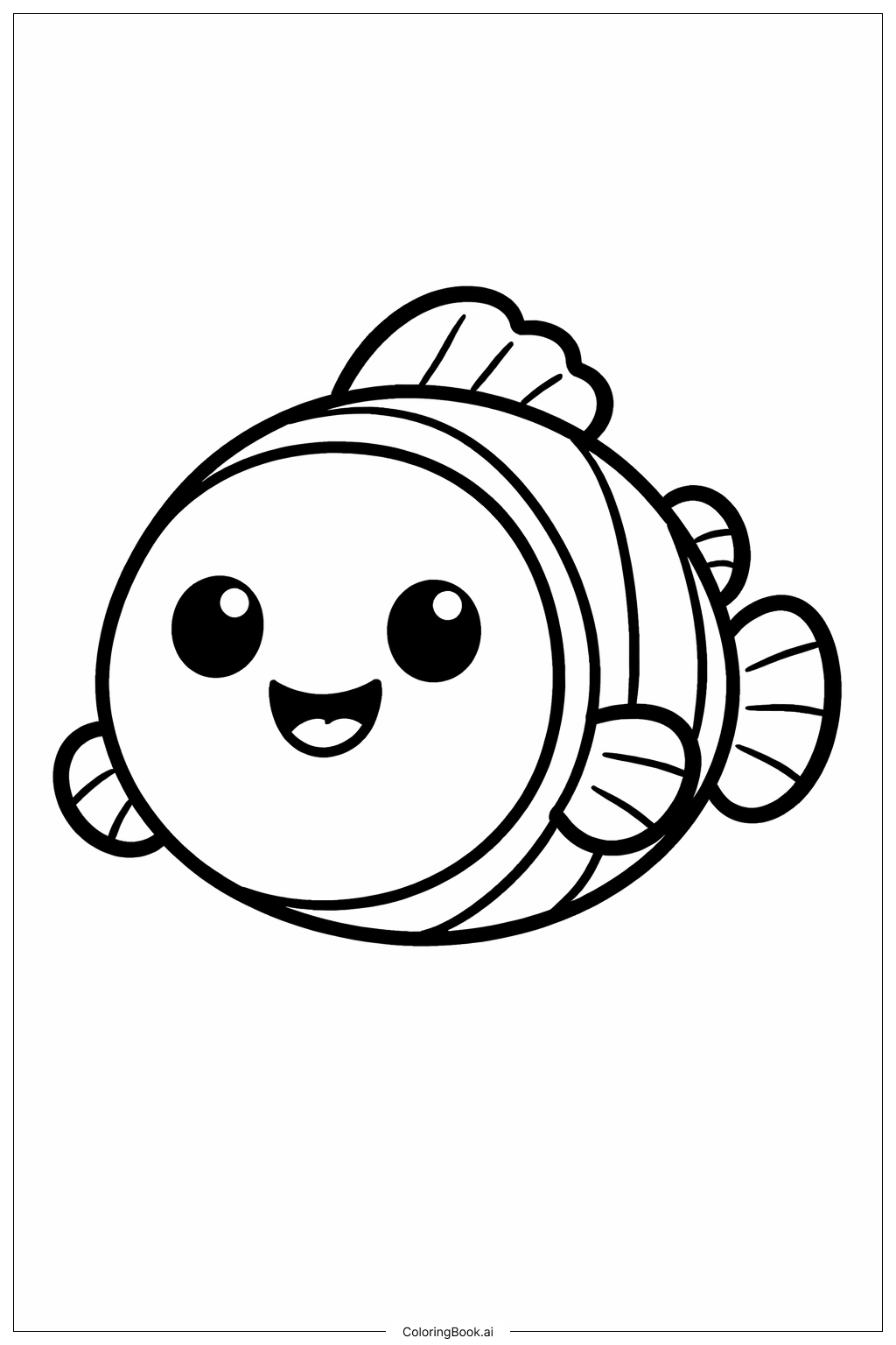  尼莫圓形卡通角色著色頁 