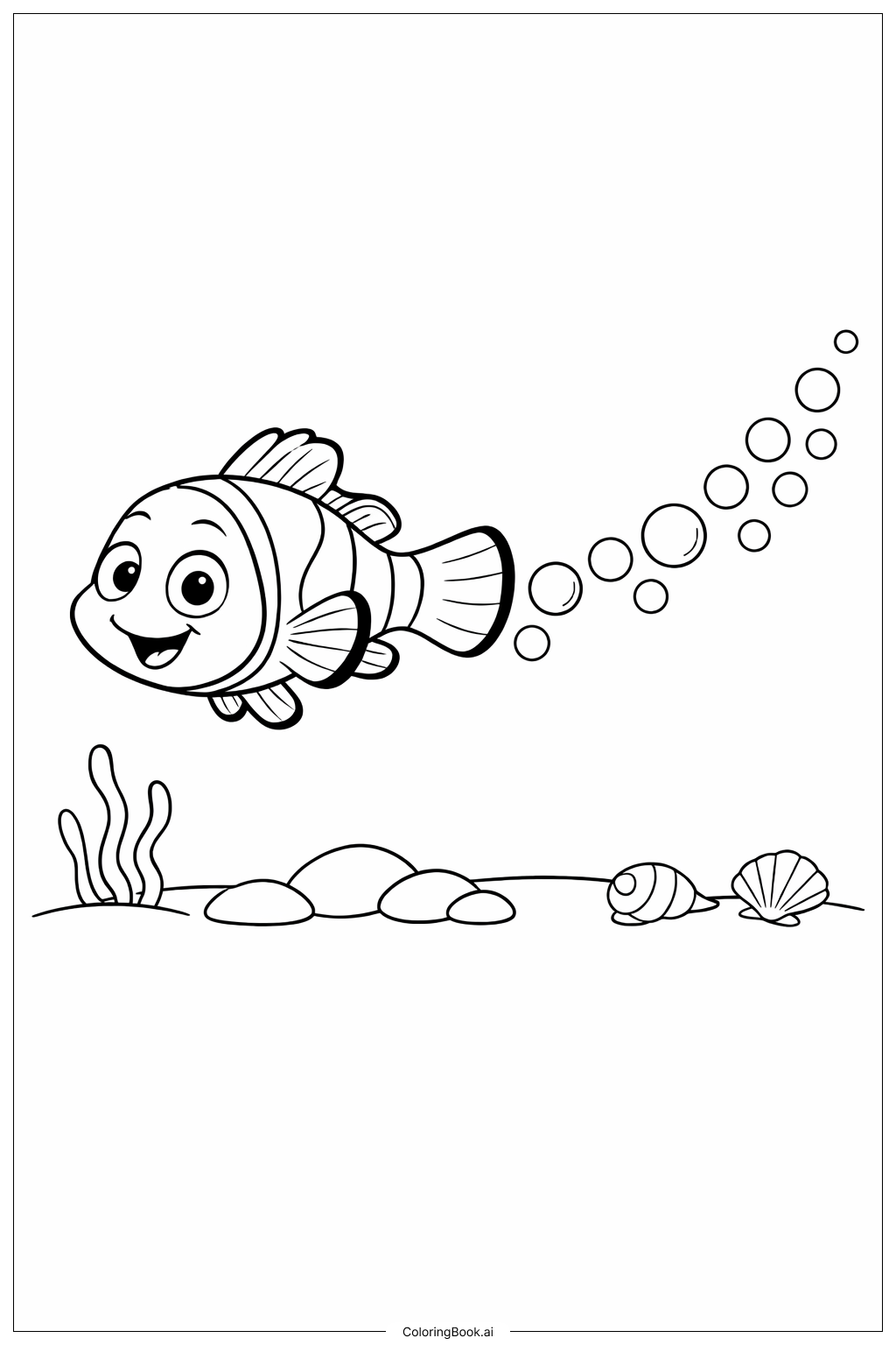  尼莫與泡泡軌跡著色頁 