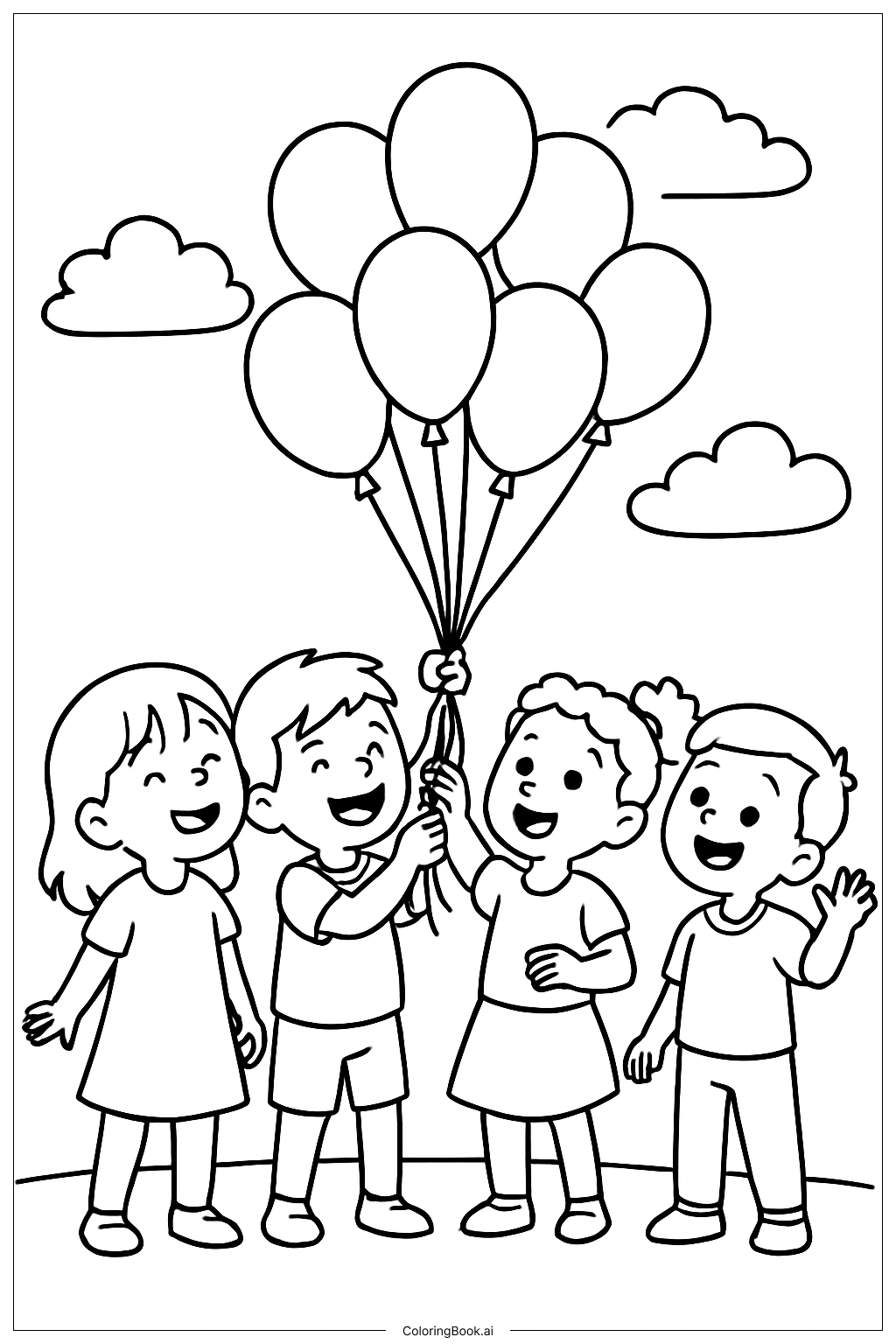  跨年夜放飛氣球著色頁 