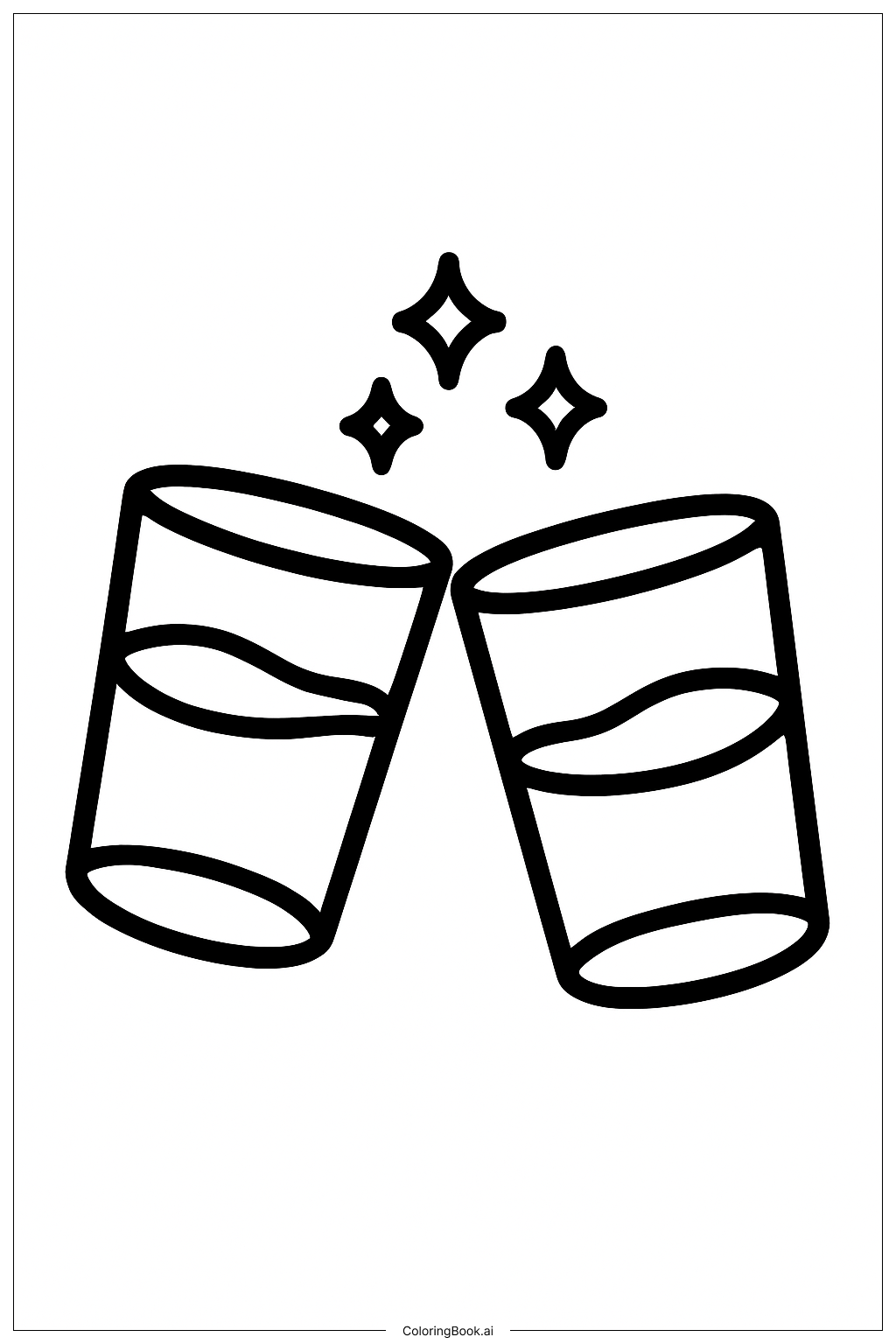 跨年夜香檳酒杯著色頁 
