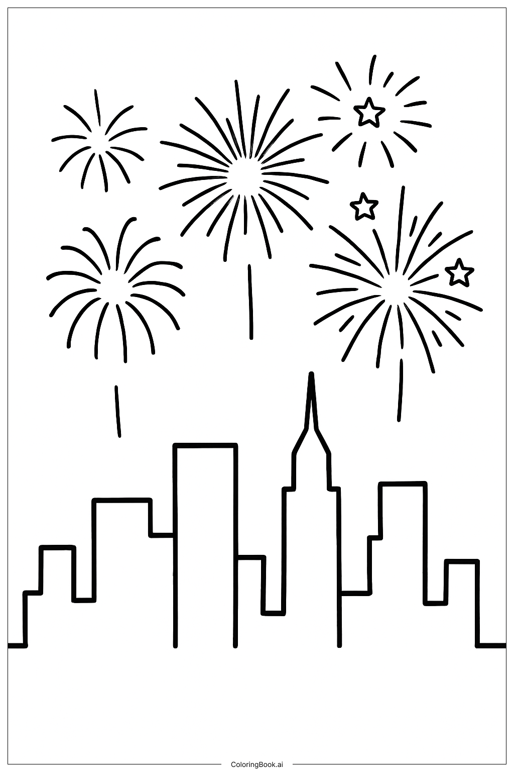  跨年煙火城景著色頁 