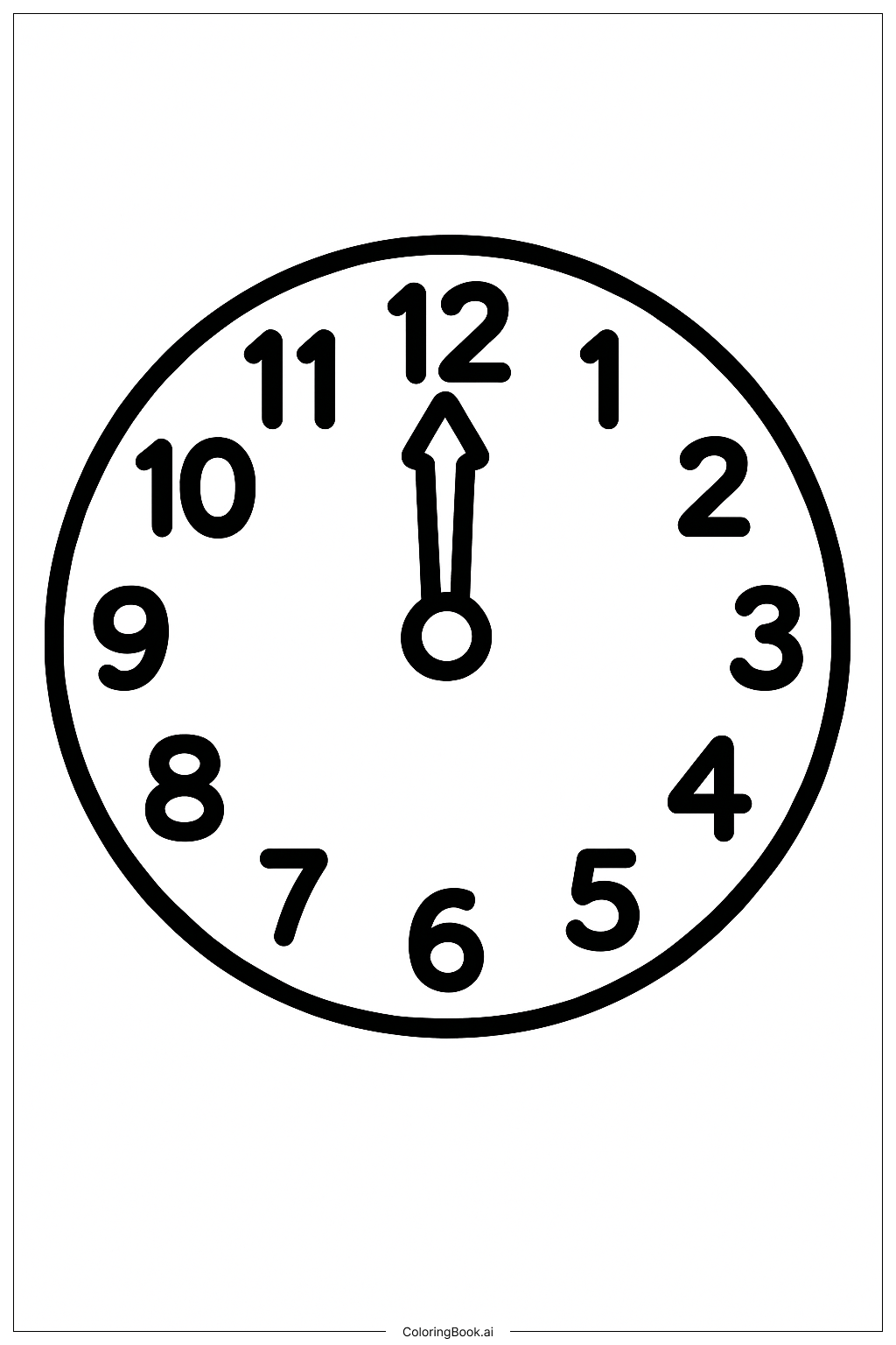  跨年夜時鐘指針著色頁 
