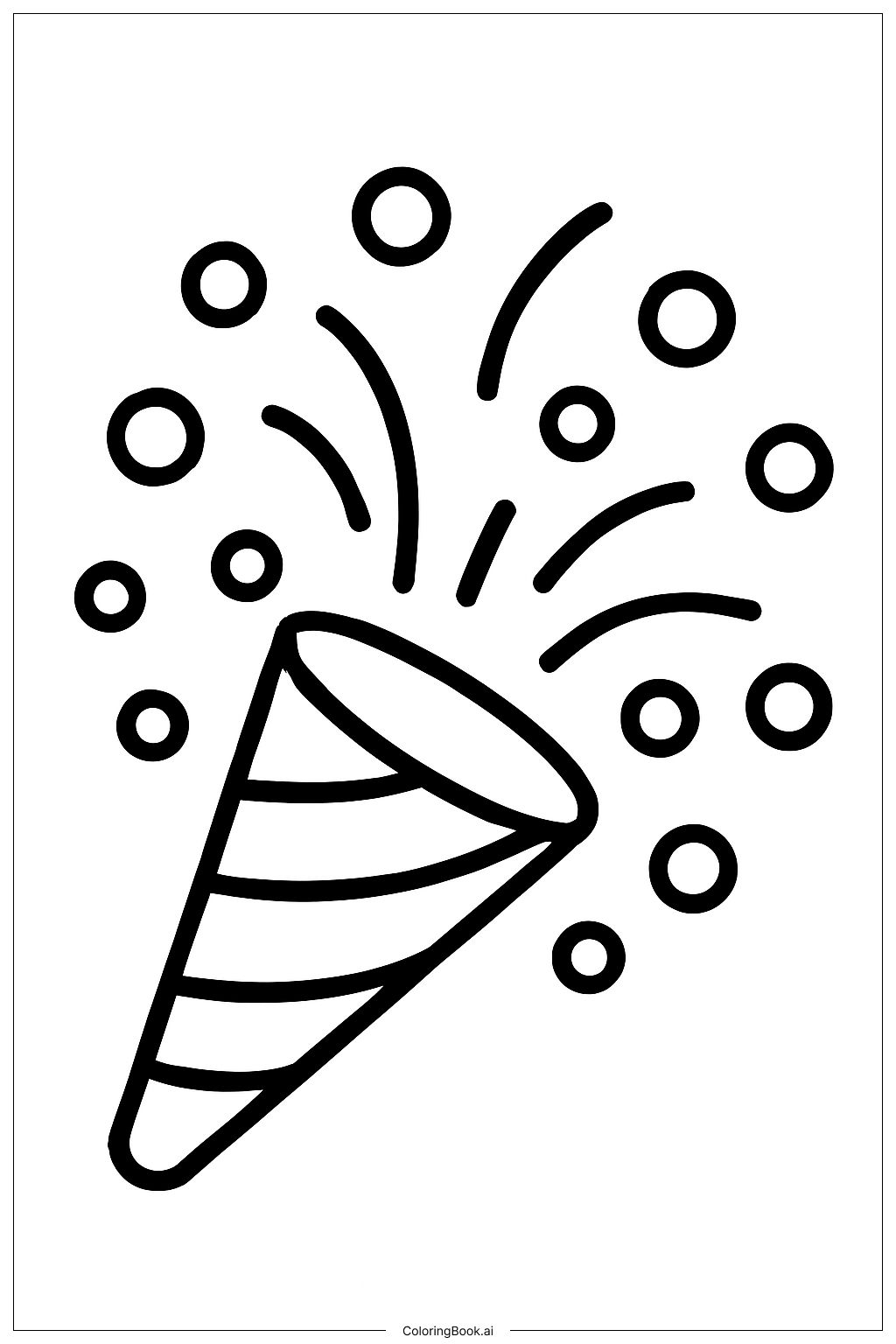  跨年夜彩帶爆竹著色頁 