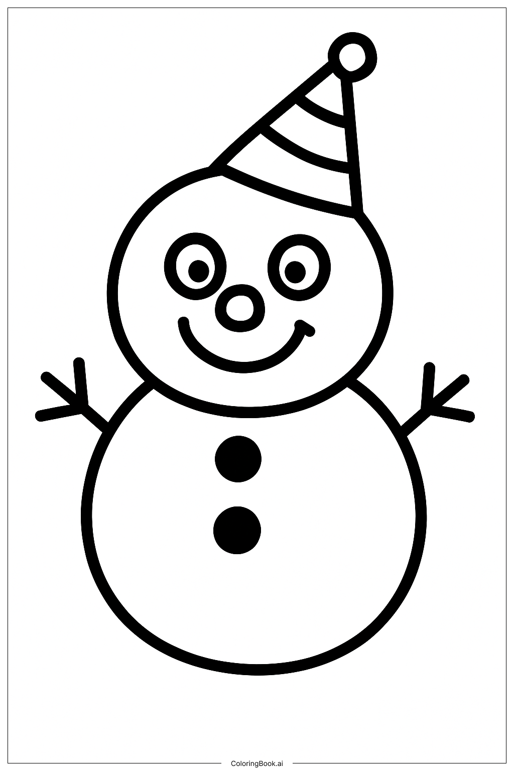  跨年夜可愛雪人著色頁 