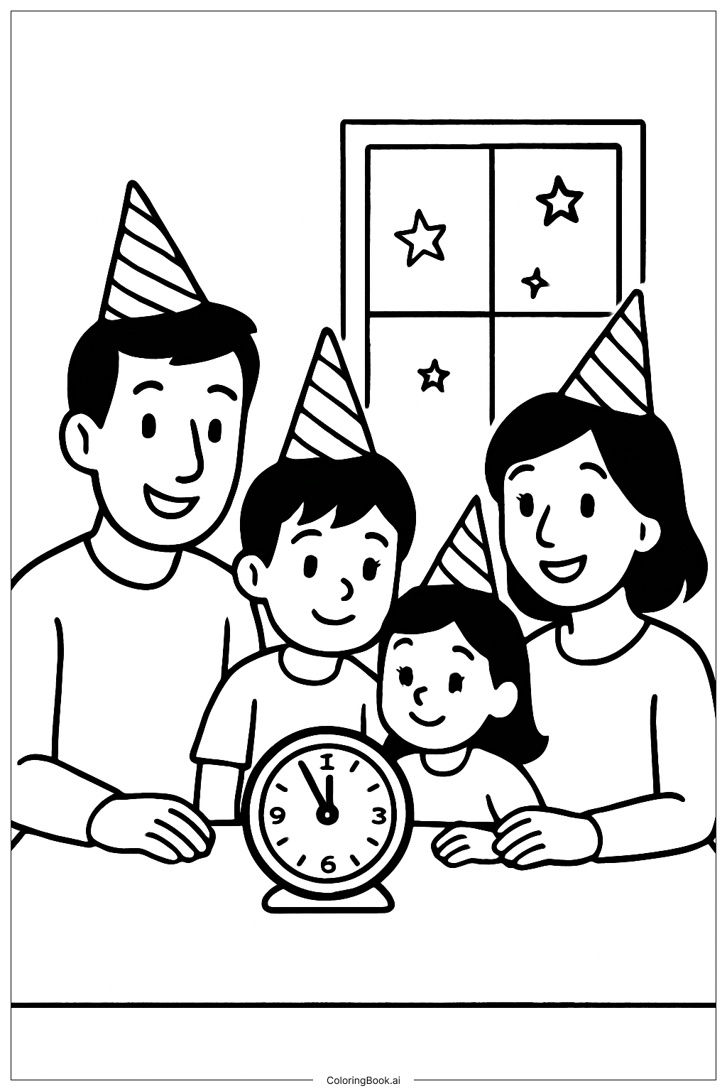  除夕夜家庭倒數著色頁 