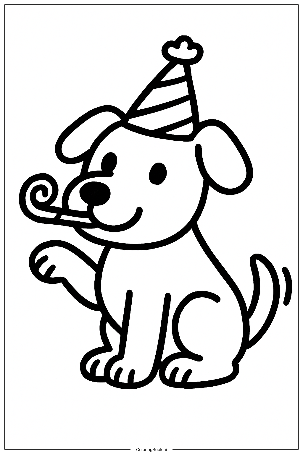  跨年派對歡樂狗著色頁 