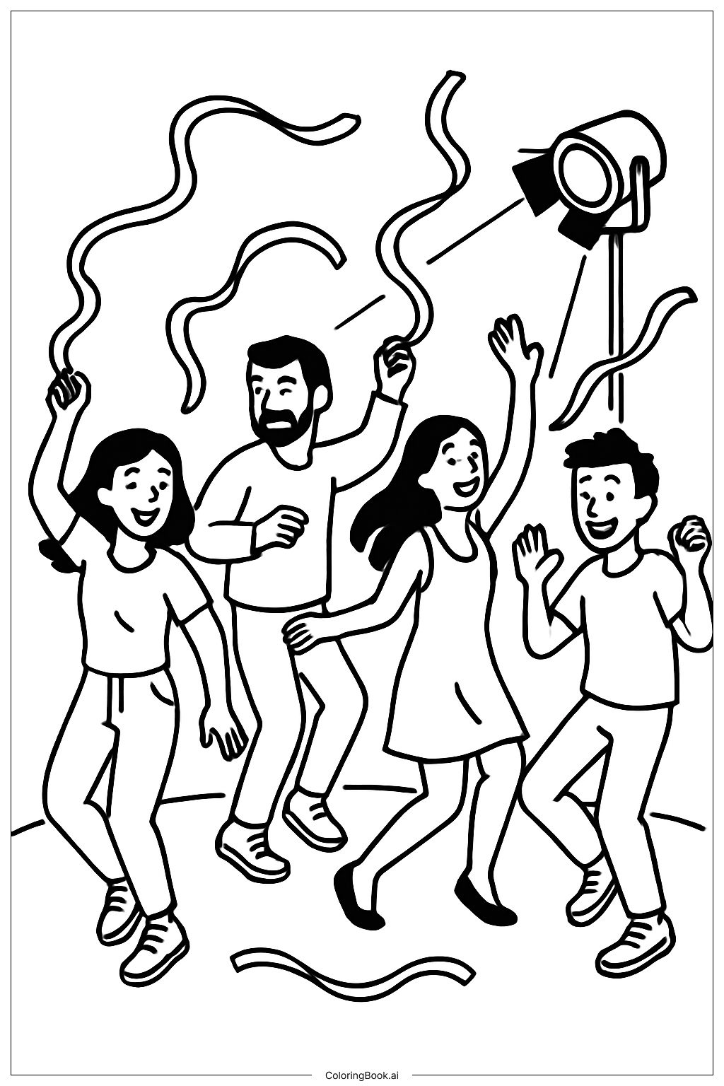  跨年派對舞會著色頁 