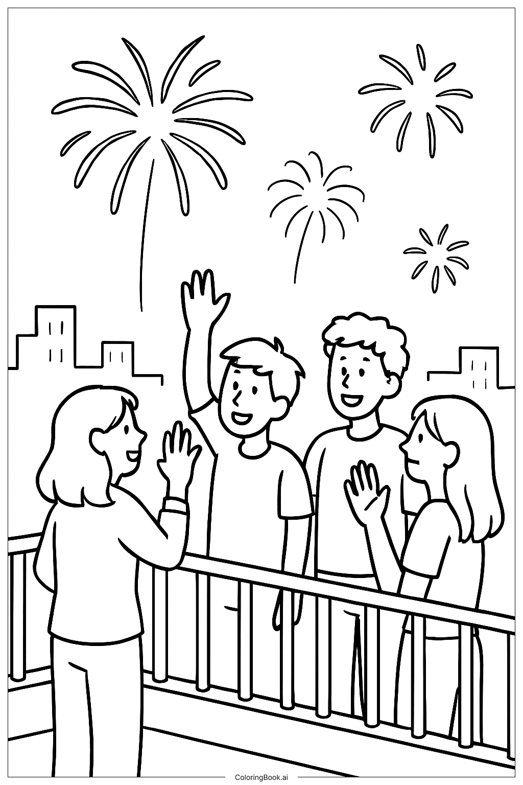  跨年夜樓頂派對著色頁 