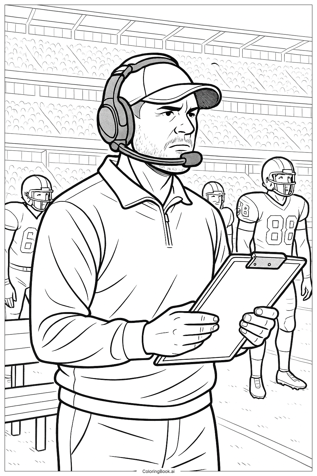 NFL 教練邊線場景著色頁