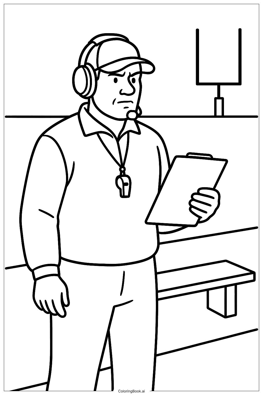 NFL-Trainer mit Klemmbrett Ausmalseite