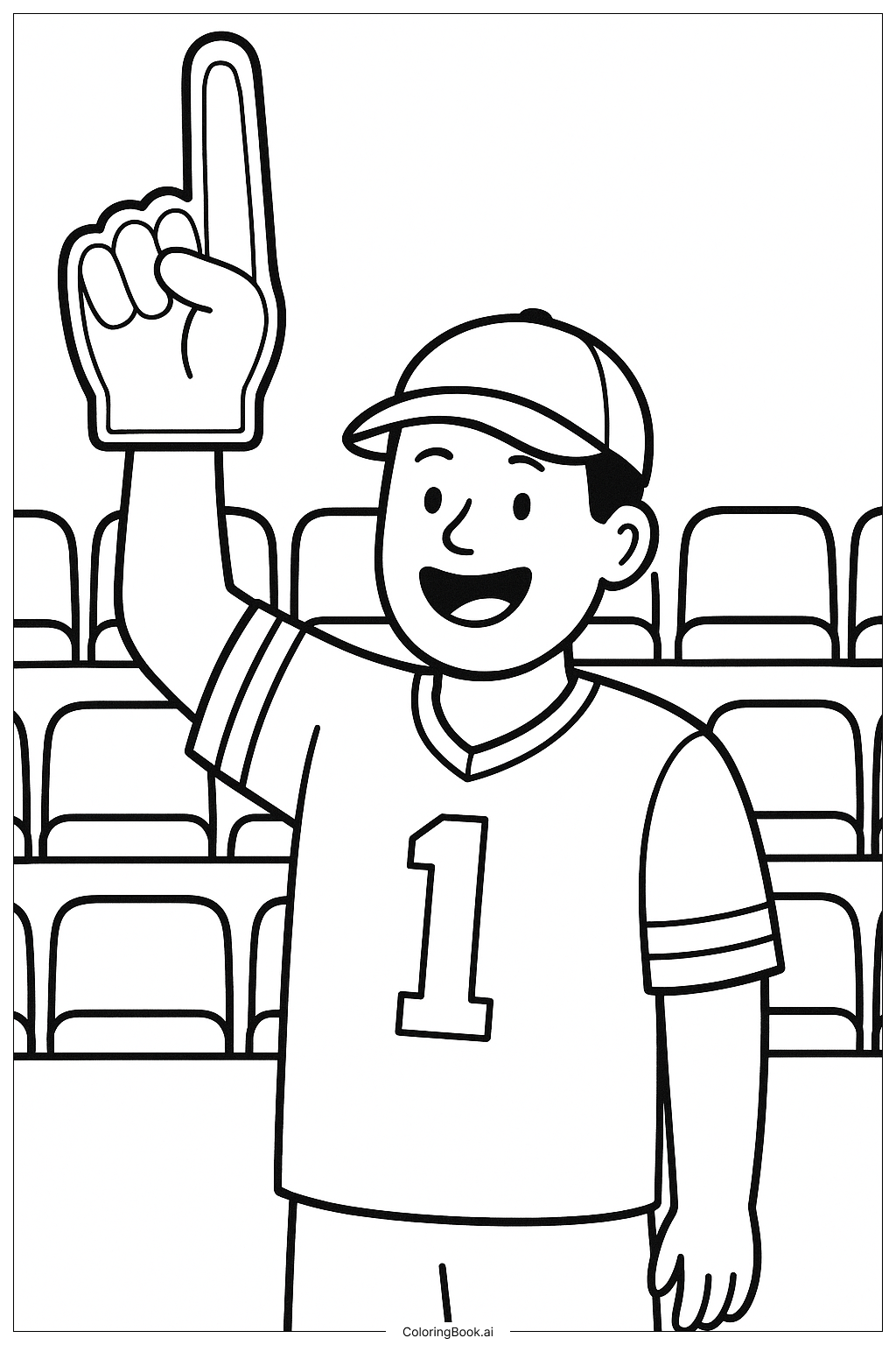 NFL-Fan mit Schaumstoff-Finger Ausmalseite