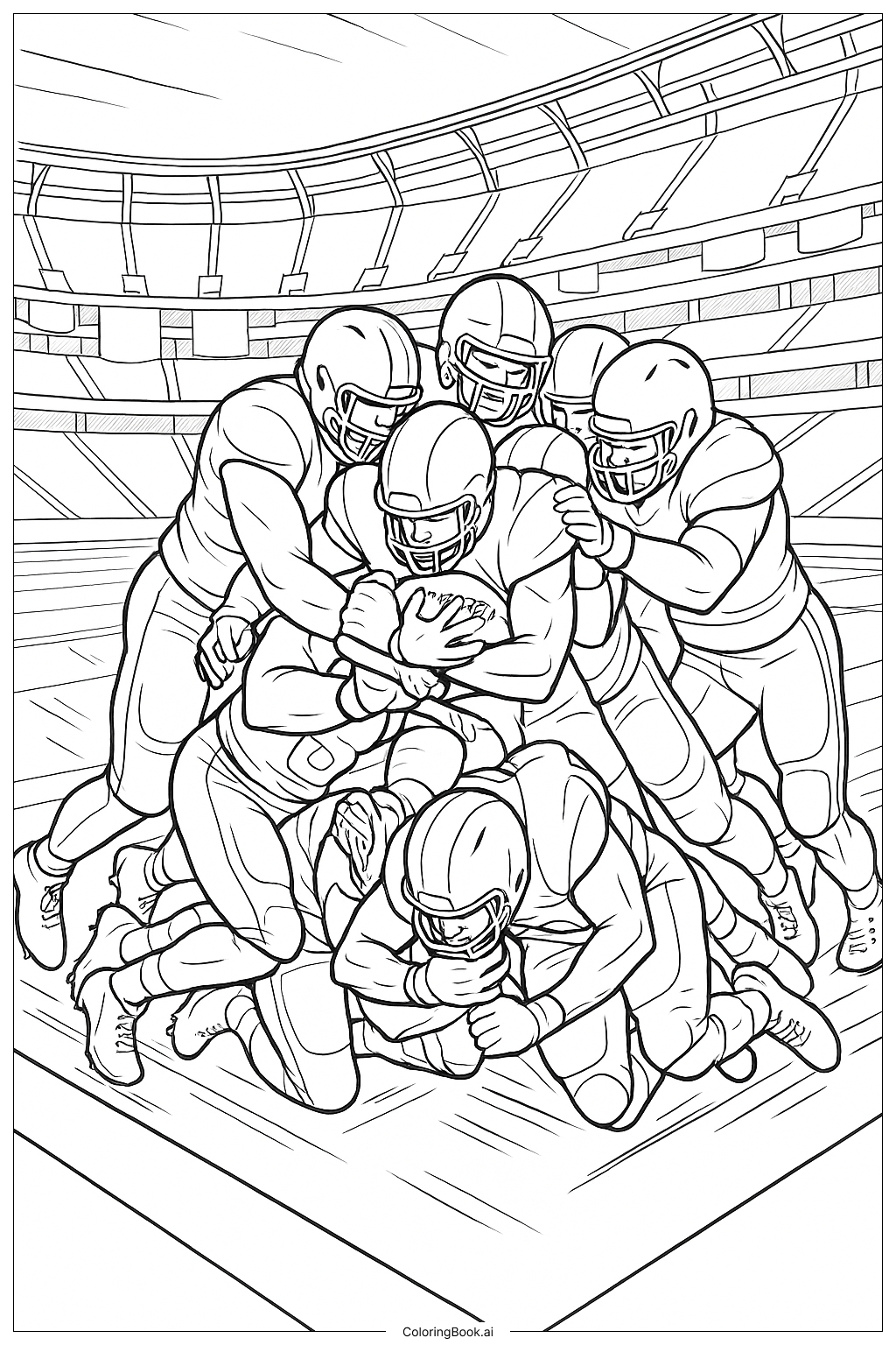 NFL Goal Line Pileup Ausmalseite