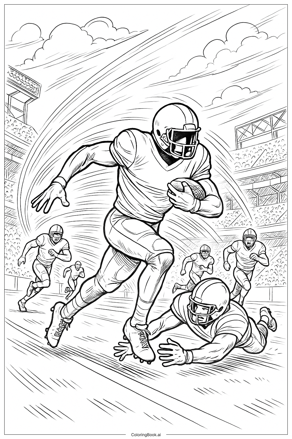 NFL 開球回攻動作著色頁