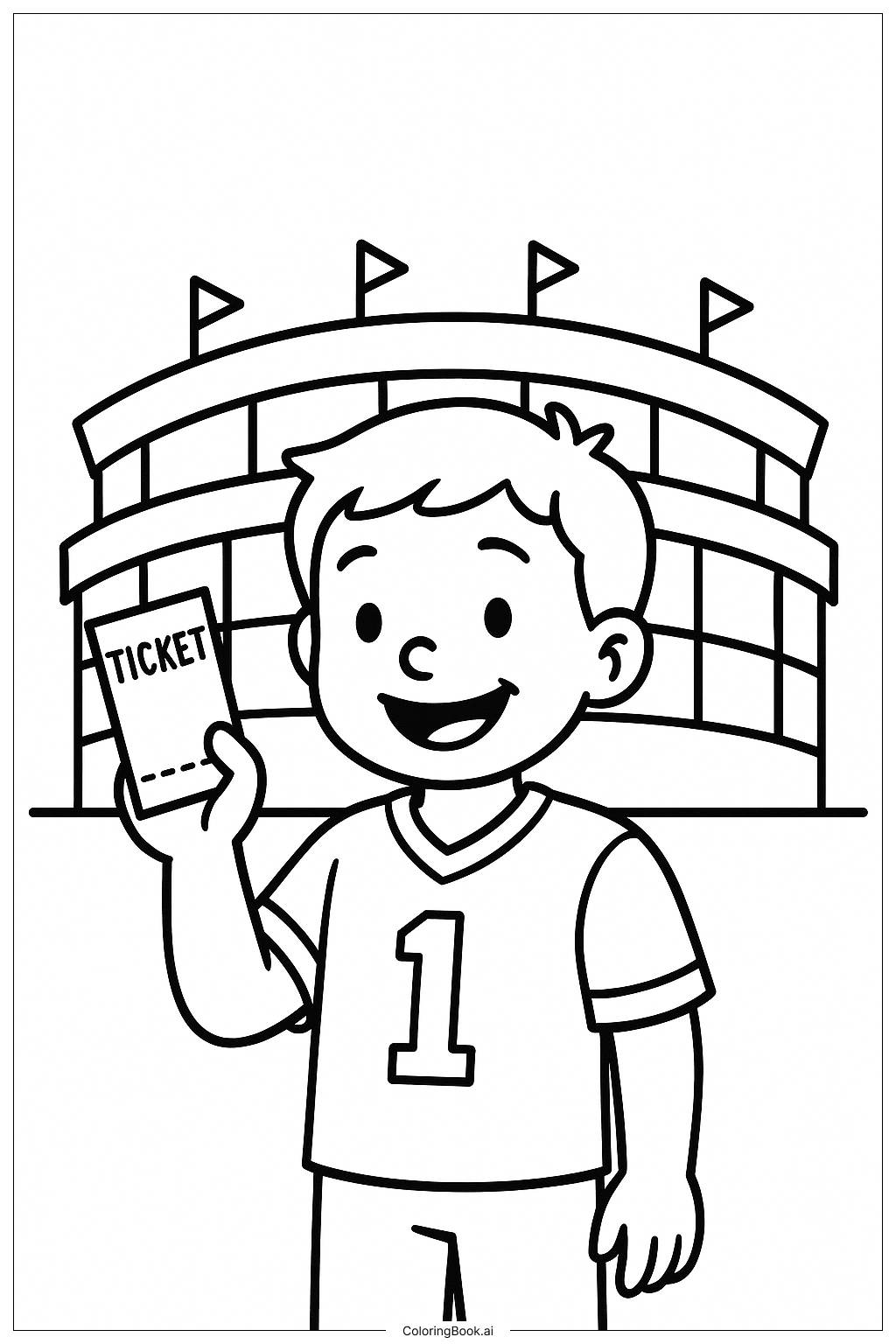 持票的 NFL 小孩著色頁