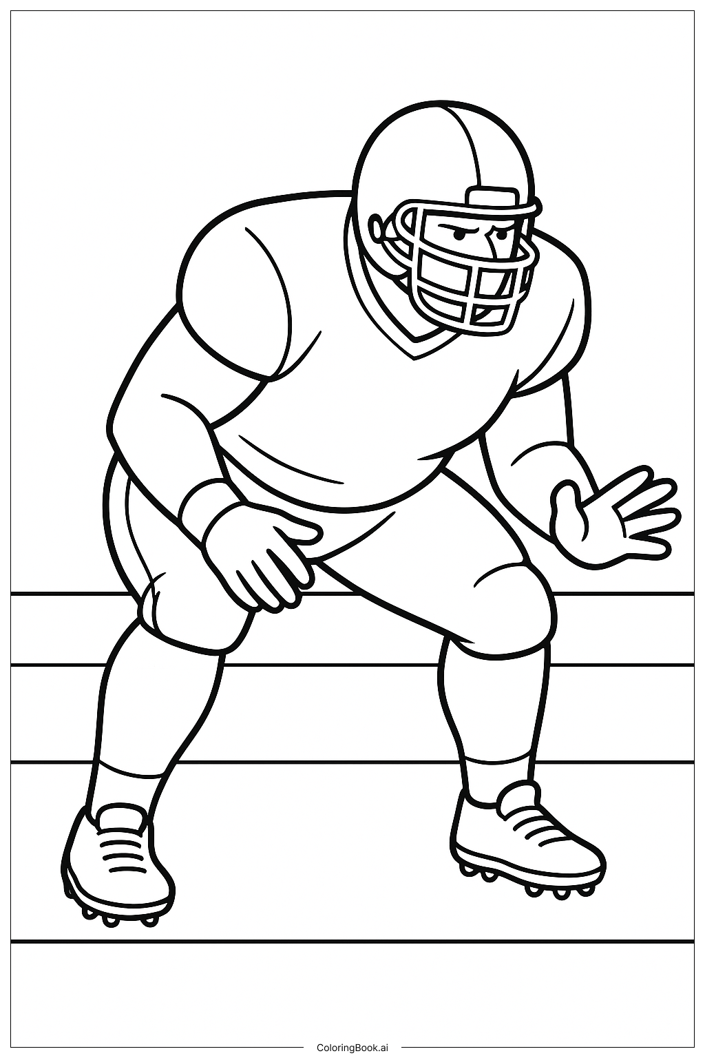 NFL Lineman Blocking-Stellung Ausmalseite