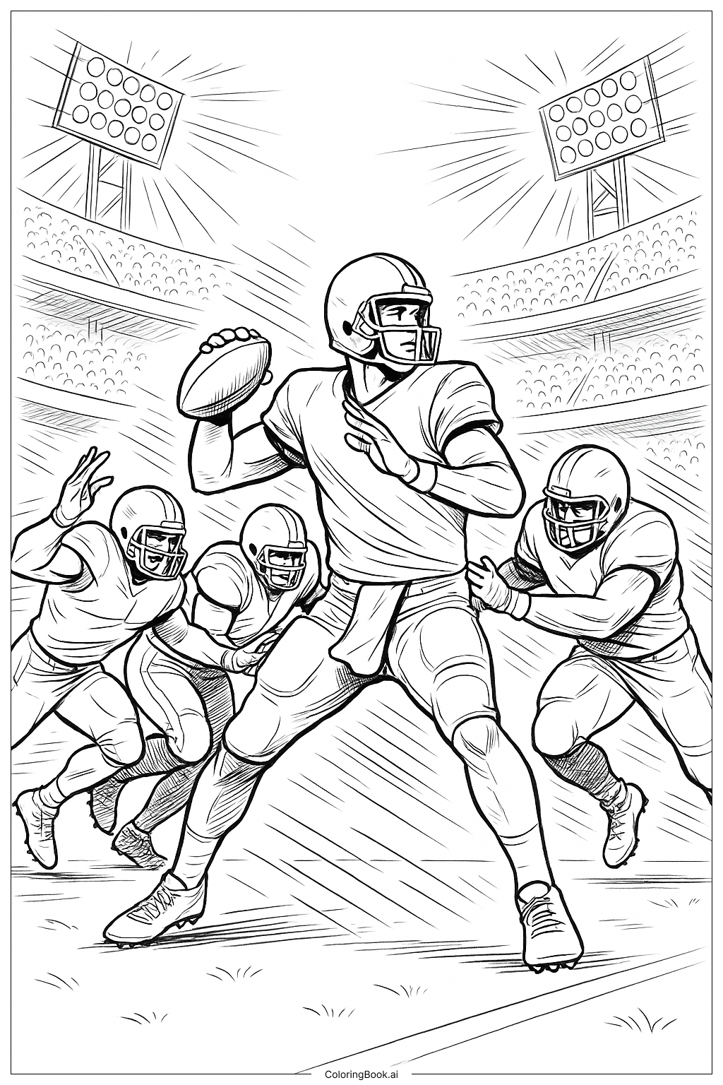 NFL Quarterback Pocket Drama Ausmalseite