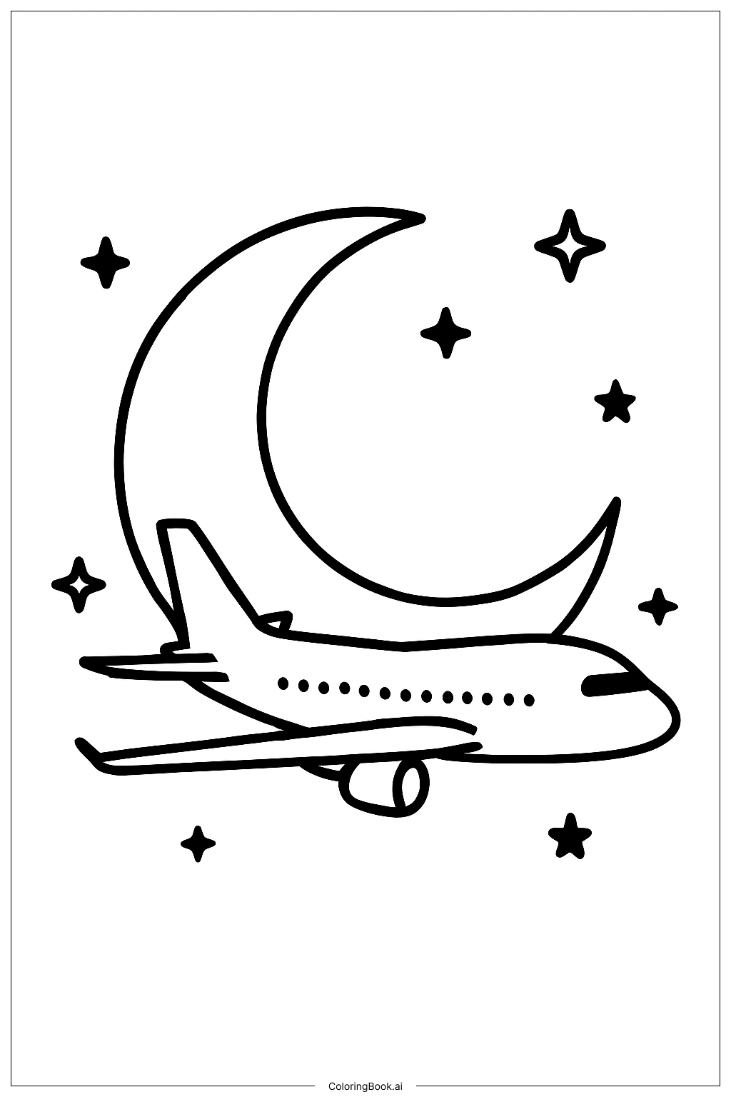  Nachtschatten eines Flugzeugs Ausmalseite 
