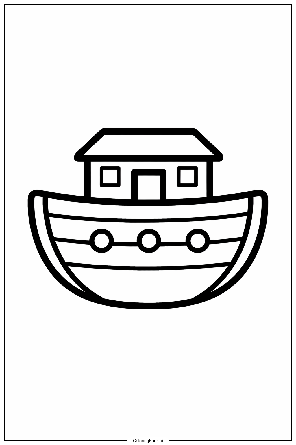  ノアの方舟とシンプルな船の塗り絵ページ 