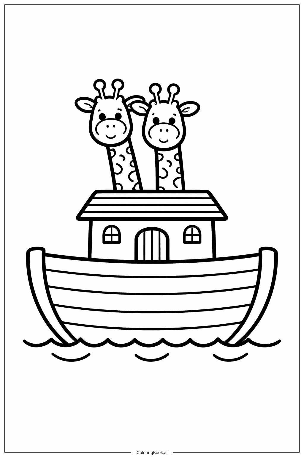  Page de coloriage L'Arche de Noé avec Deux Girafes 