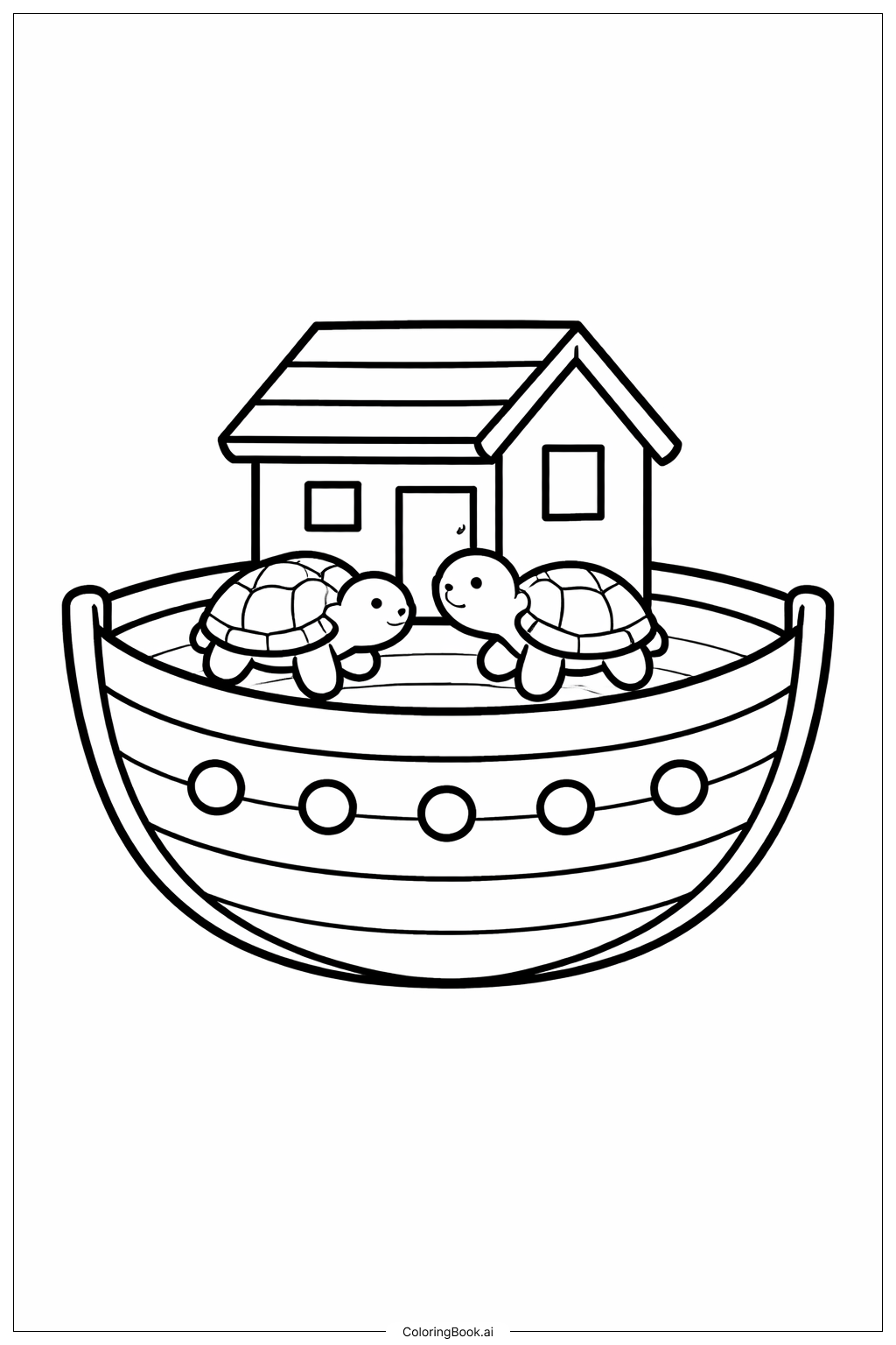  Page de coloriage L'Arche de Noé avec Deux Tortues 