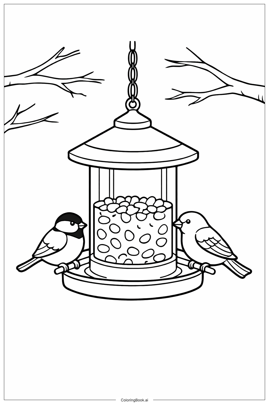 Page de coloriage Mangeoire à Oiseaux de Novembre