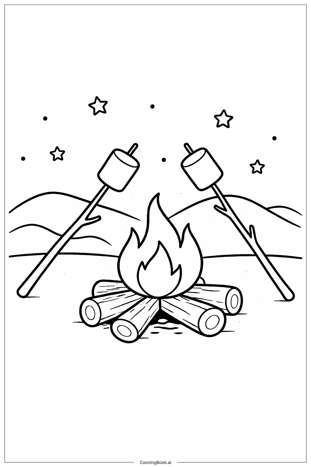 Page de coloriage Feu de camp en novembre