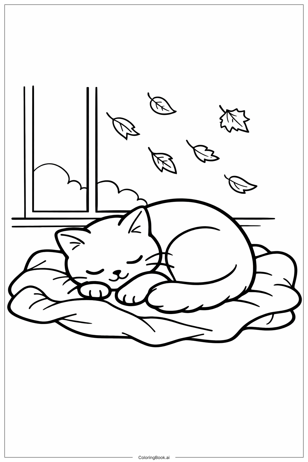 Page de coloriage Chat douillet de novembre