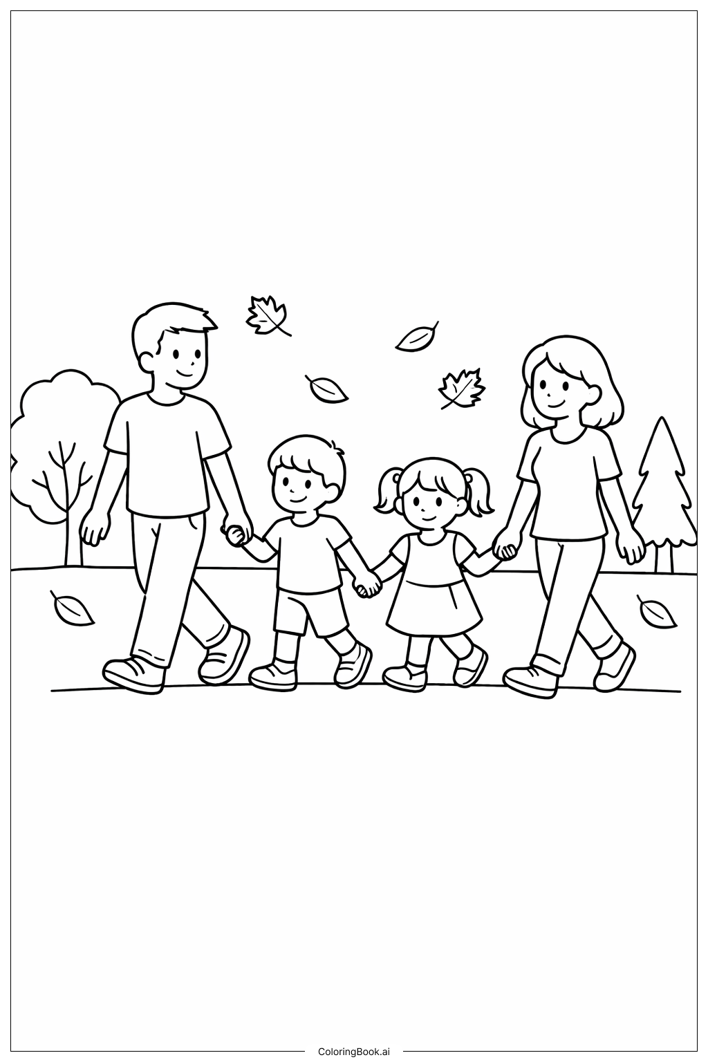 Page de coloriage Promenade familiale de novembre