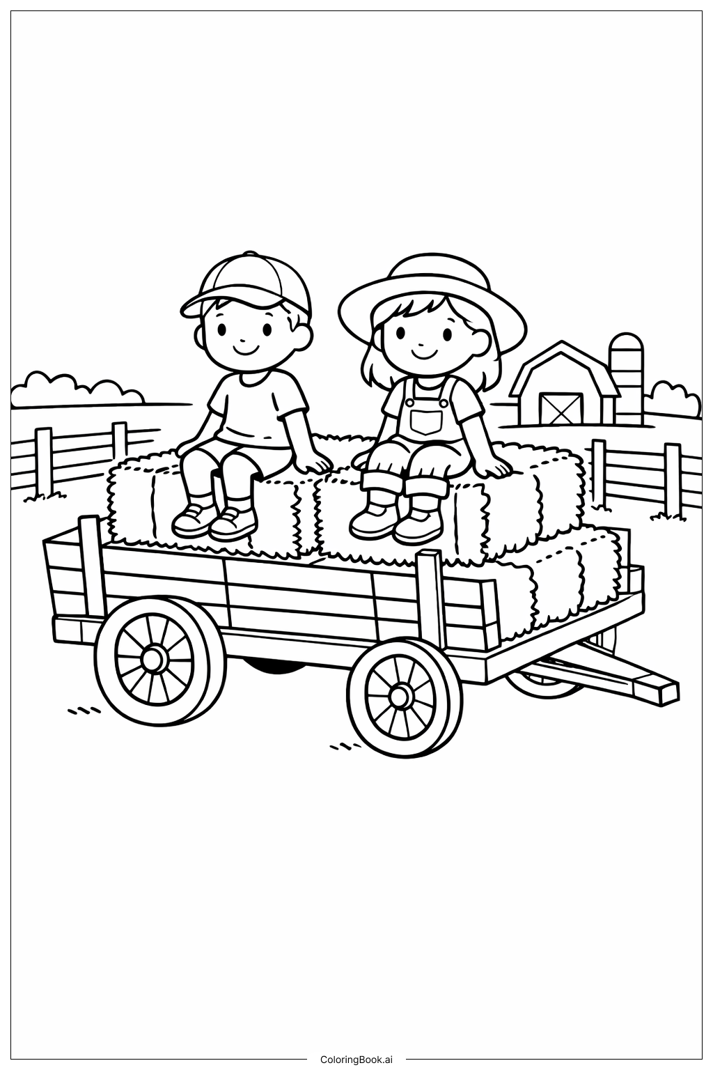 Page de coloriage Balade en foin de novembre