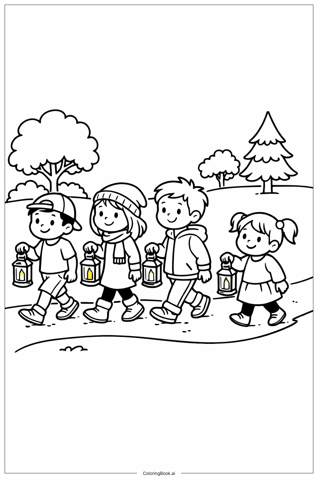 Page de coloriage Promenade aux lanternes de novembre