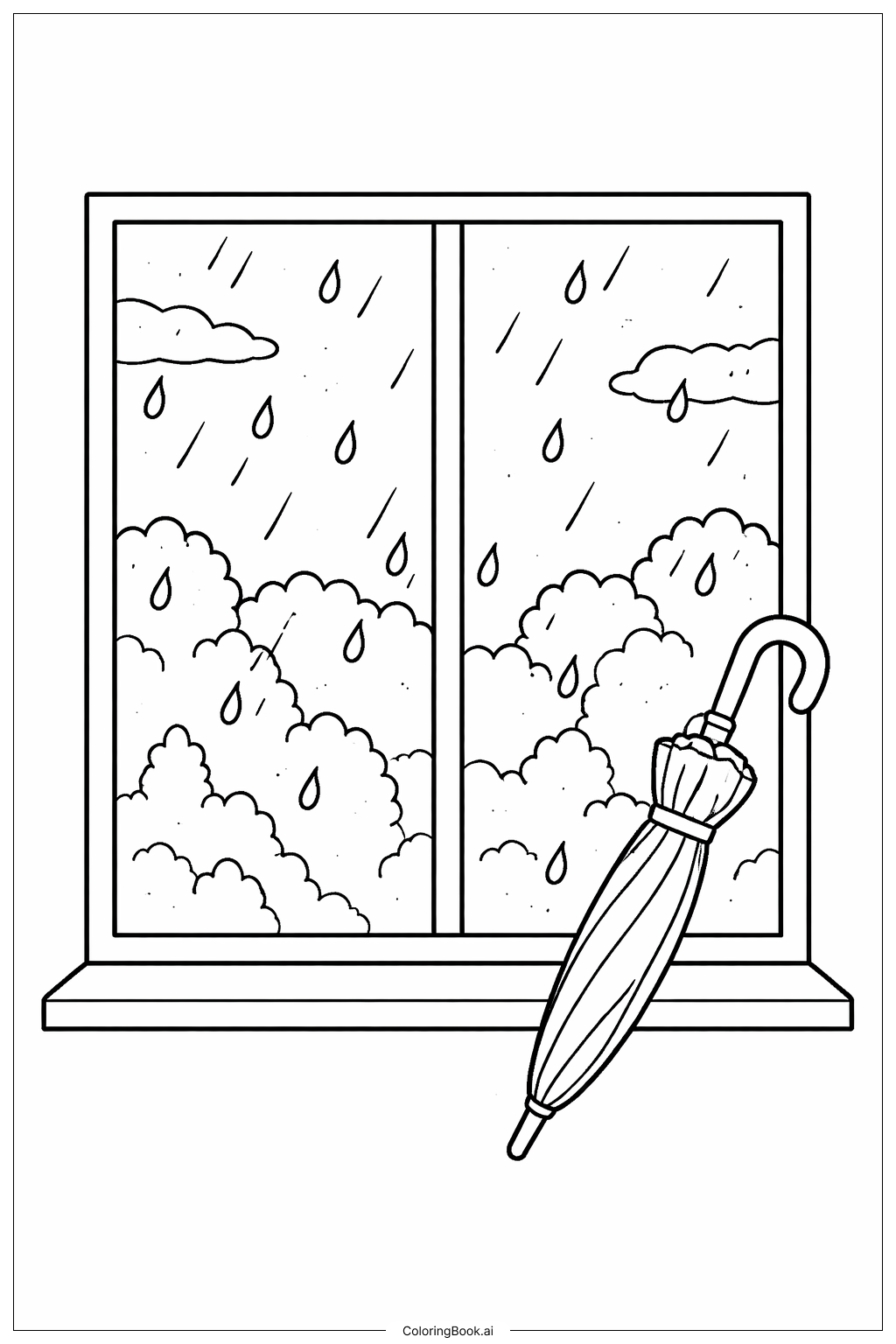 Page de coloriage Fenêtre pluvieuse de novembre