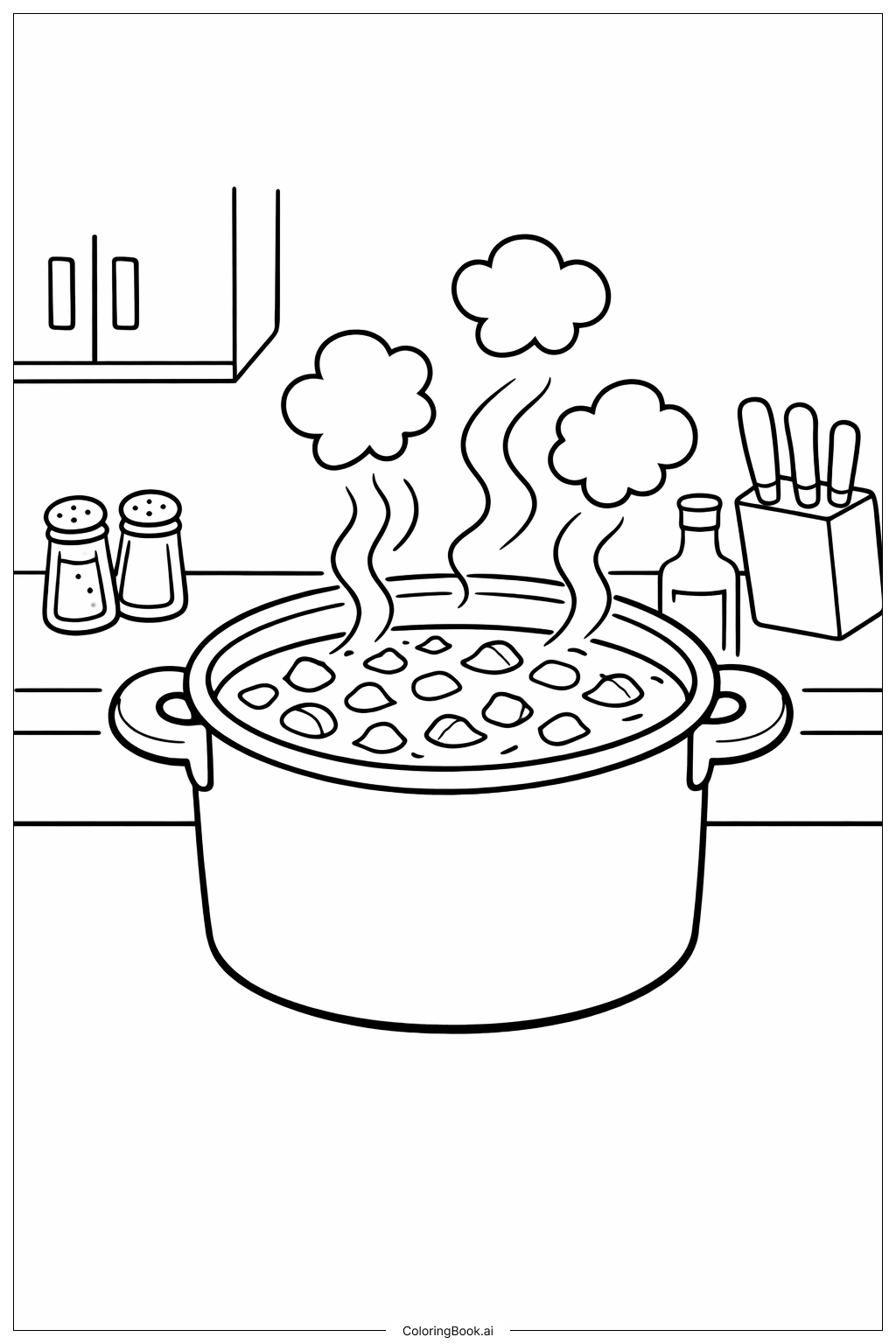 Page de coloriage Marmite de soupe de novembre