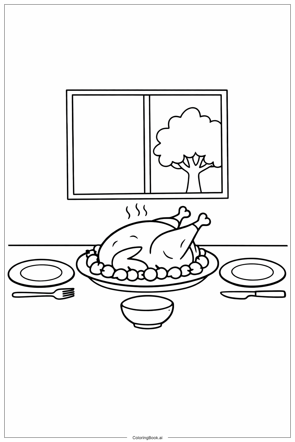 Page de coloriage Table de novembre reconnaissante