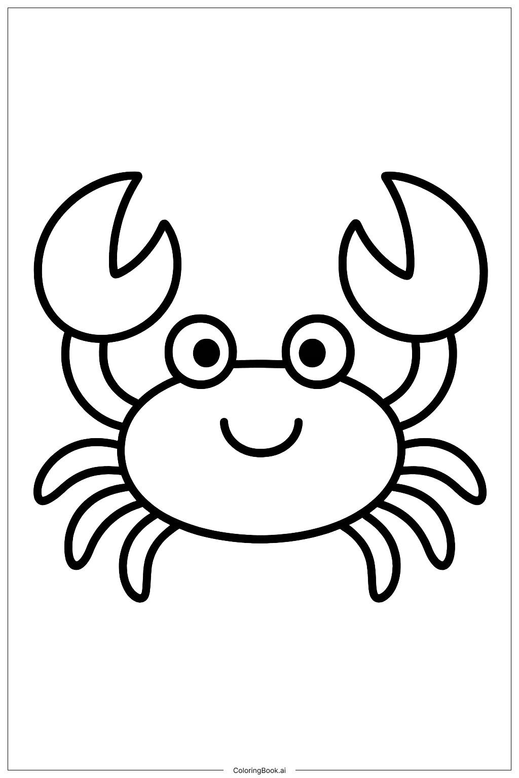 Ocean Animals Cute Crab Coloring Page Free PDF PNG Printable 