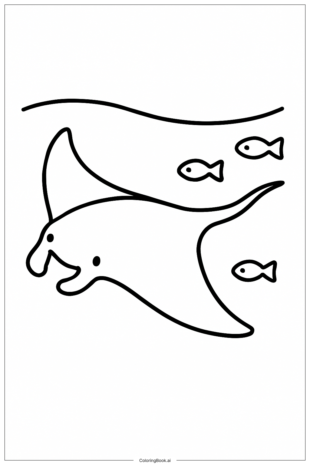  Ocean Animals Manta Ray Glide Coloring Page 