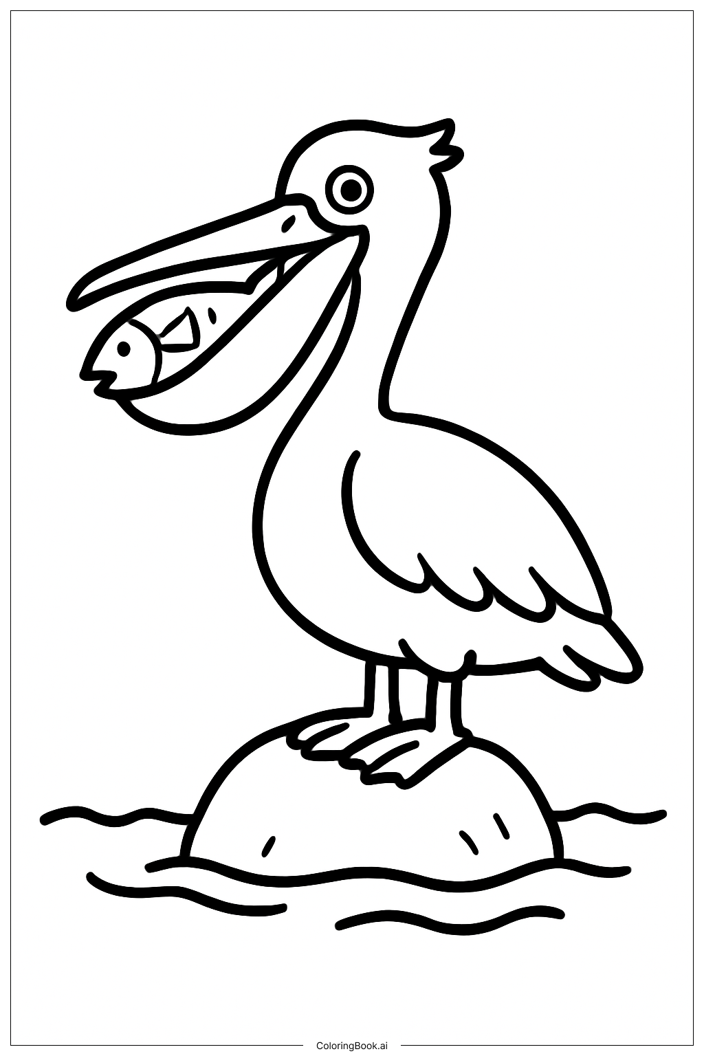 Página para colorir de Amigo Pelicano dos Animais do Oceano