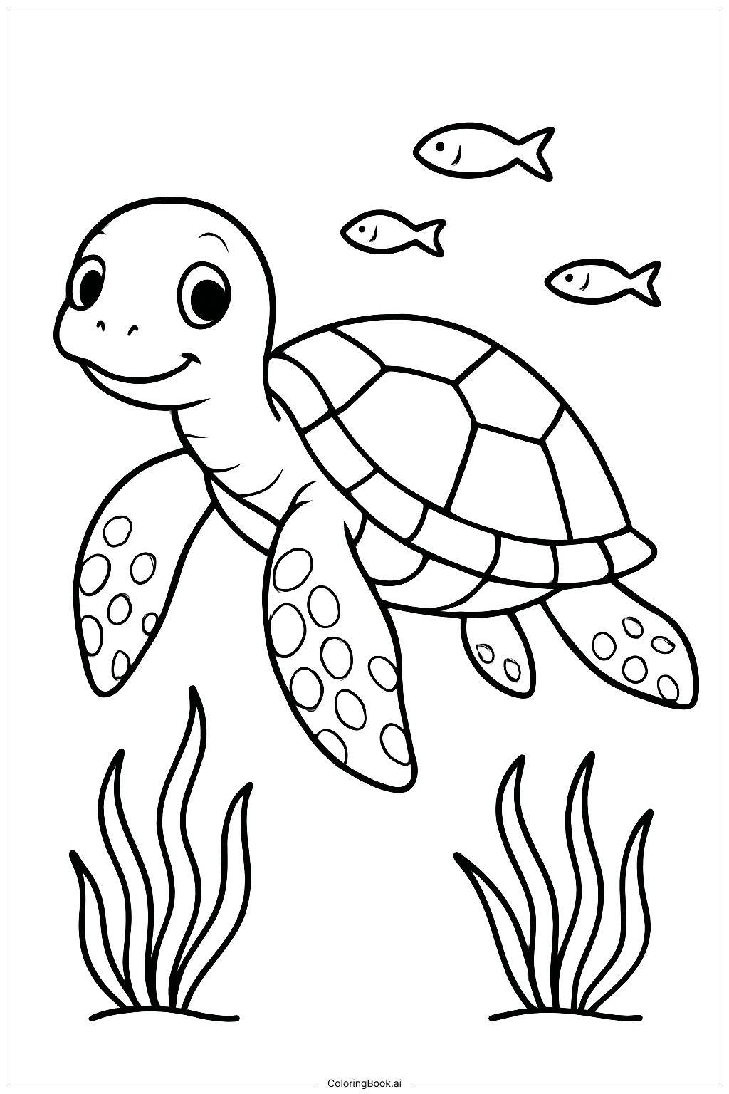 Ocean Animals Sea Turtle Journey Coloring Page