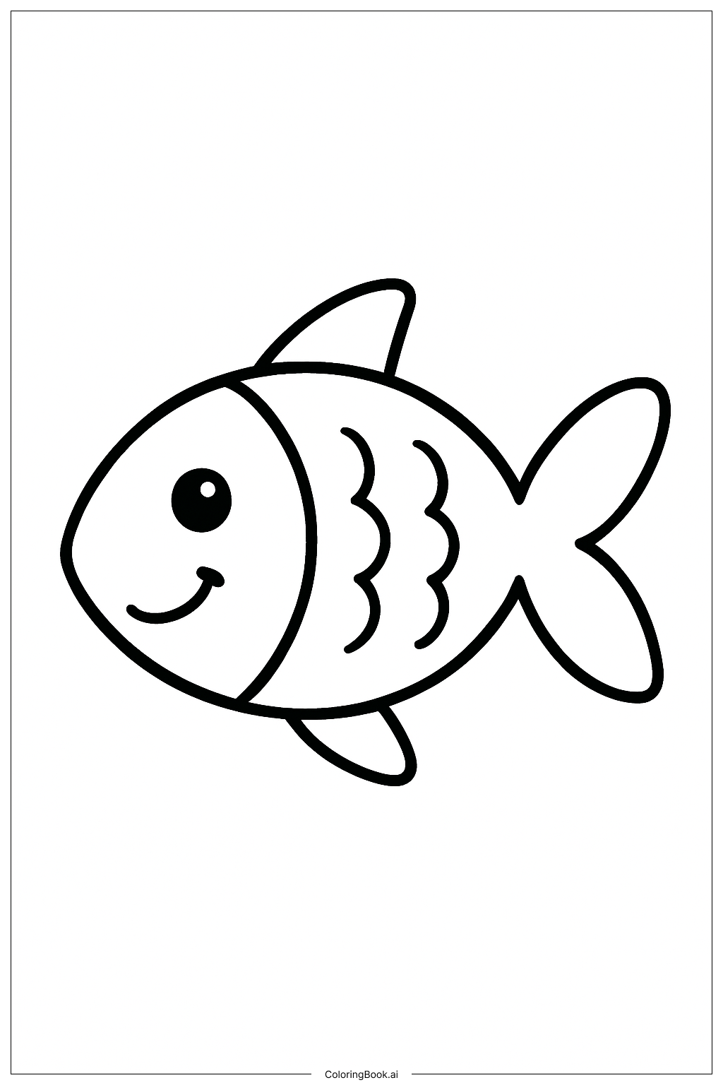  Page de coloriage Animaux de l'océan Poisson souriant 