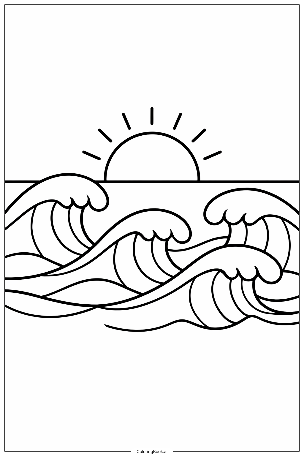  海浪图案填色页 