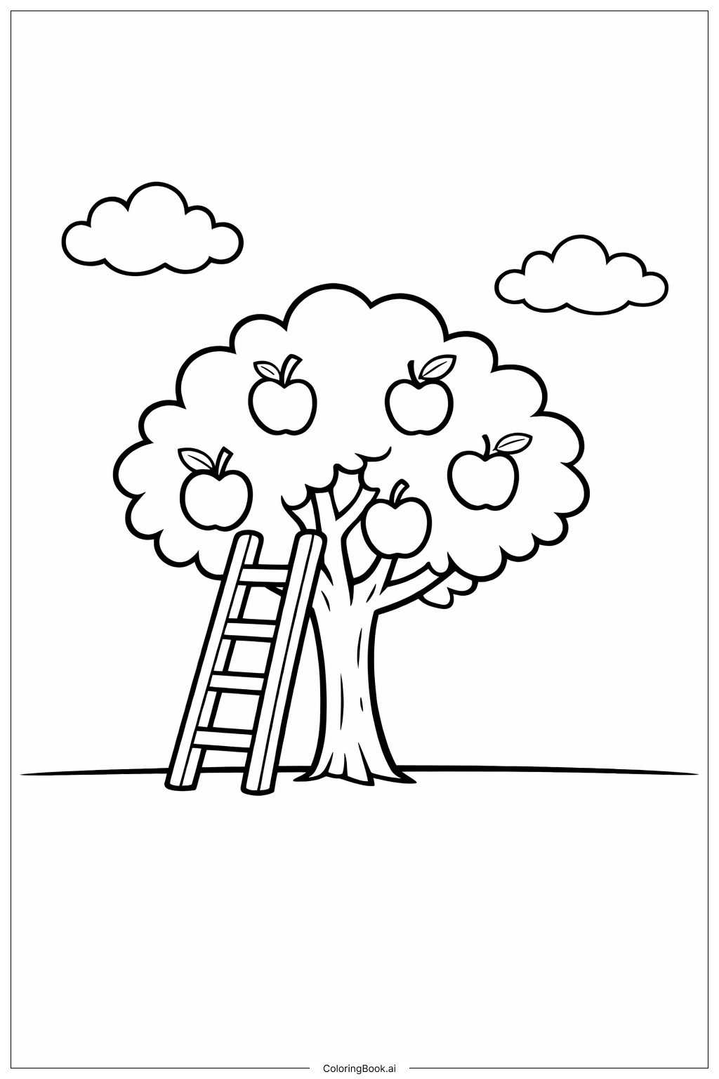 10월 사과나무 색칠공부 페이지 