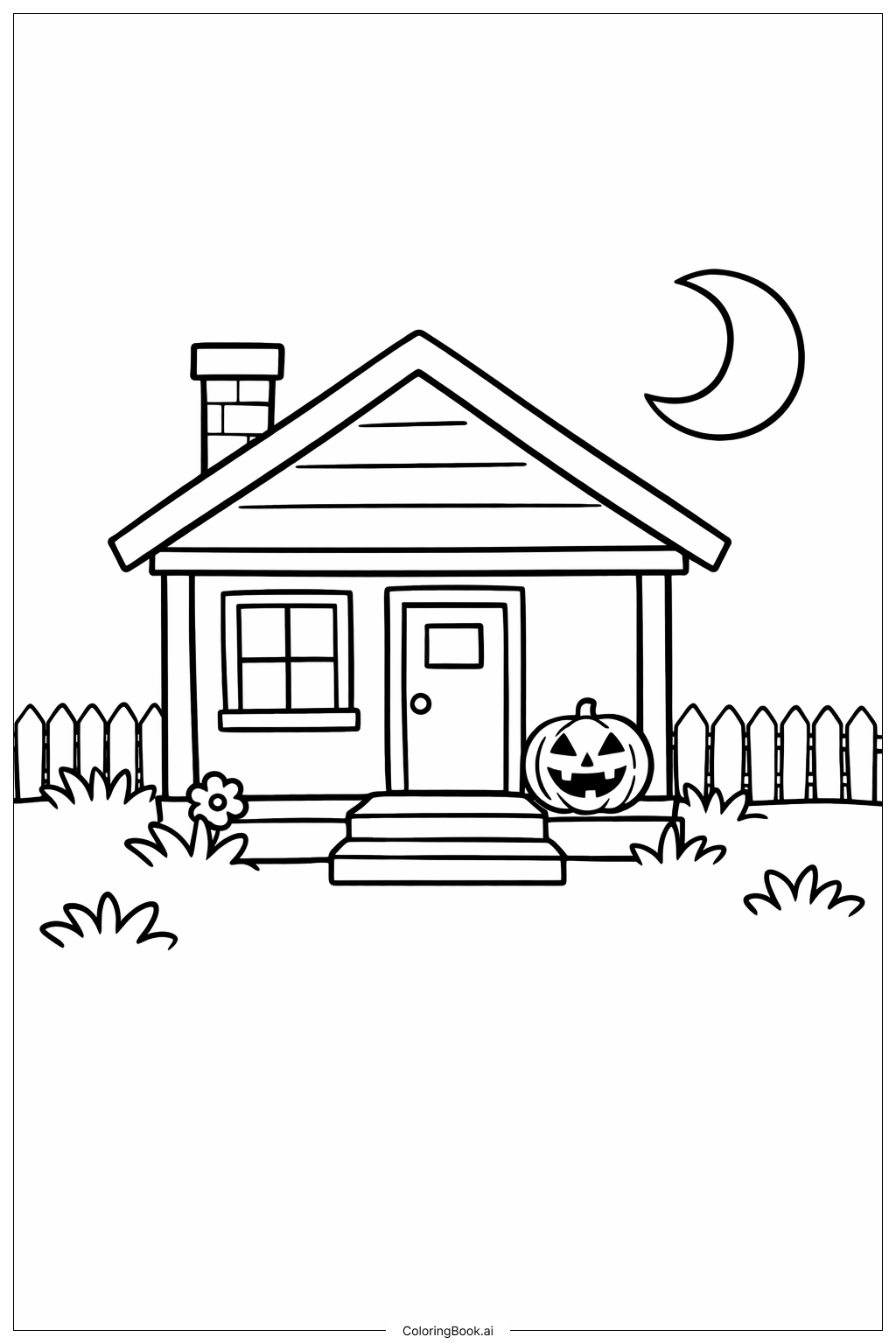  10월 할로윈 집 색칠공부 페이지 