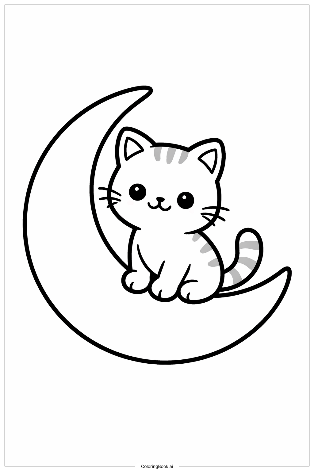  10월 달 고양이 색칠공부 페이지 