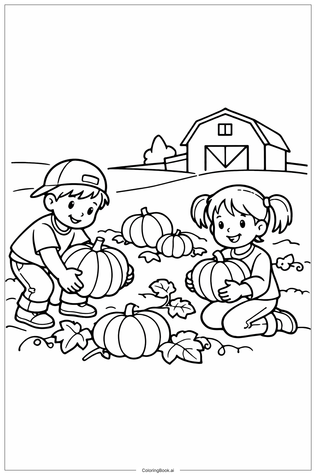  10월 호박밭 아이들 색칠공부 페이지 