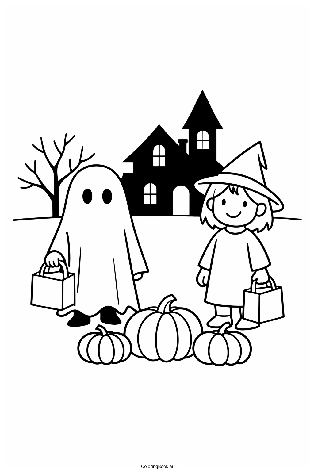  10월 트릭 오어 트릿 아이들 색칠공부 페이지 