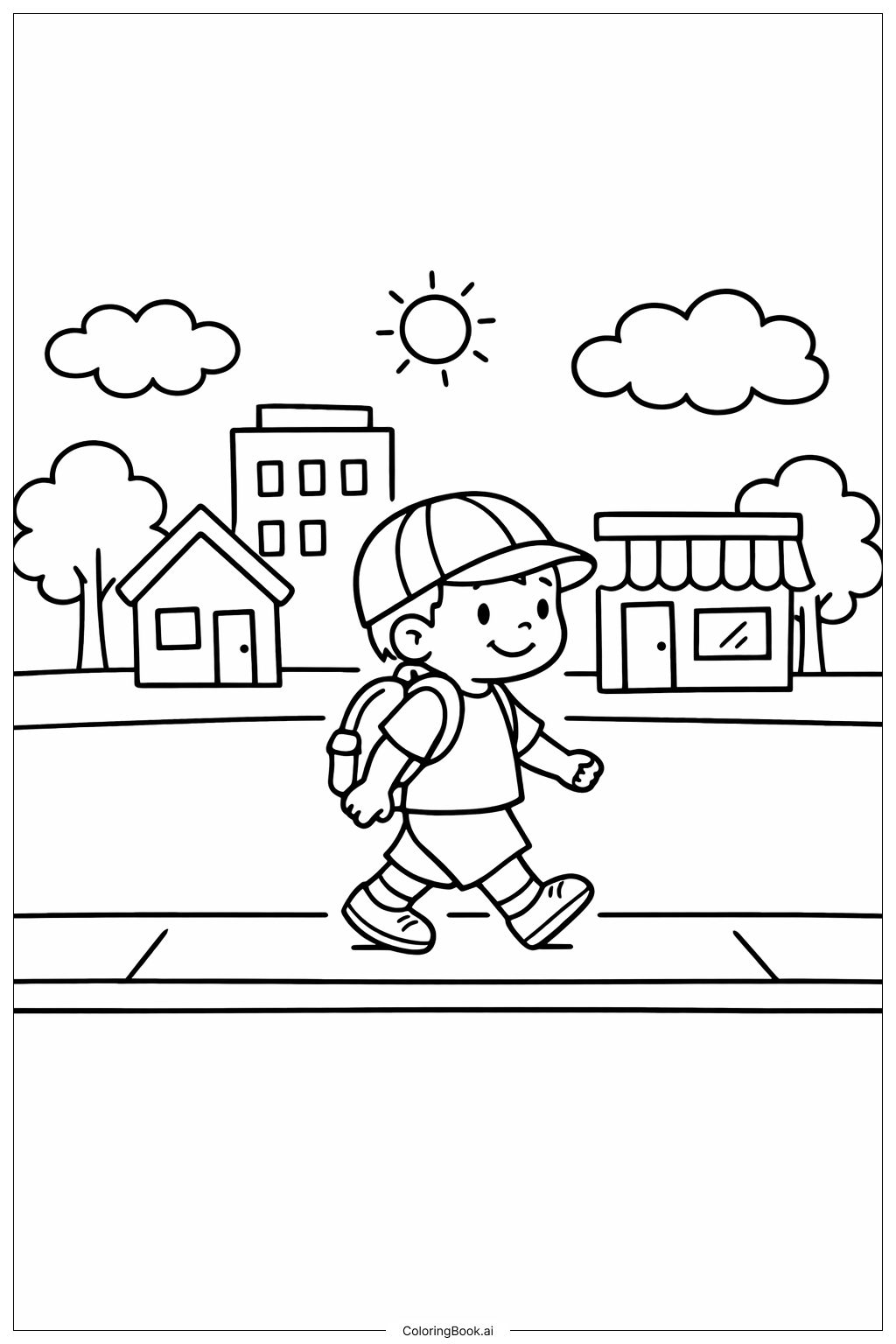  你将去的地方——城市街道填色页 