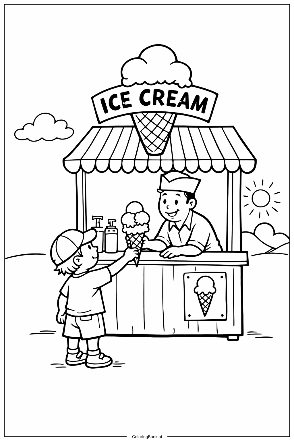  Página para colorear de Oh, los lugares a los que irás: parada de helados 