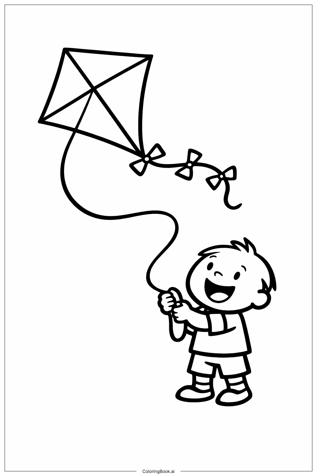  多彩天空放风筝填色页 