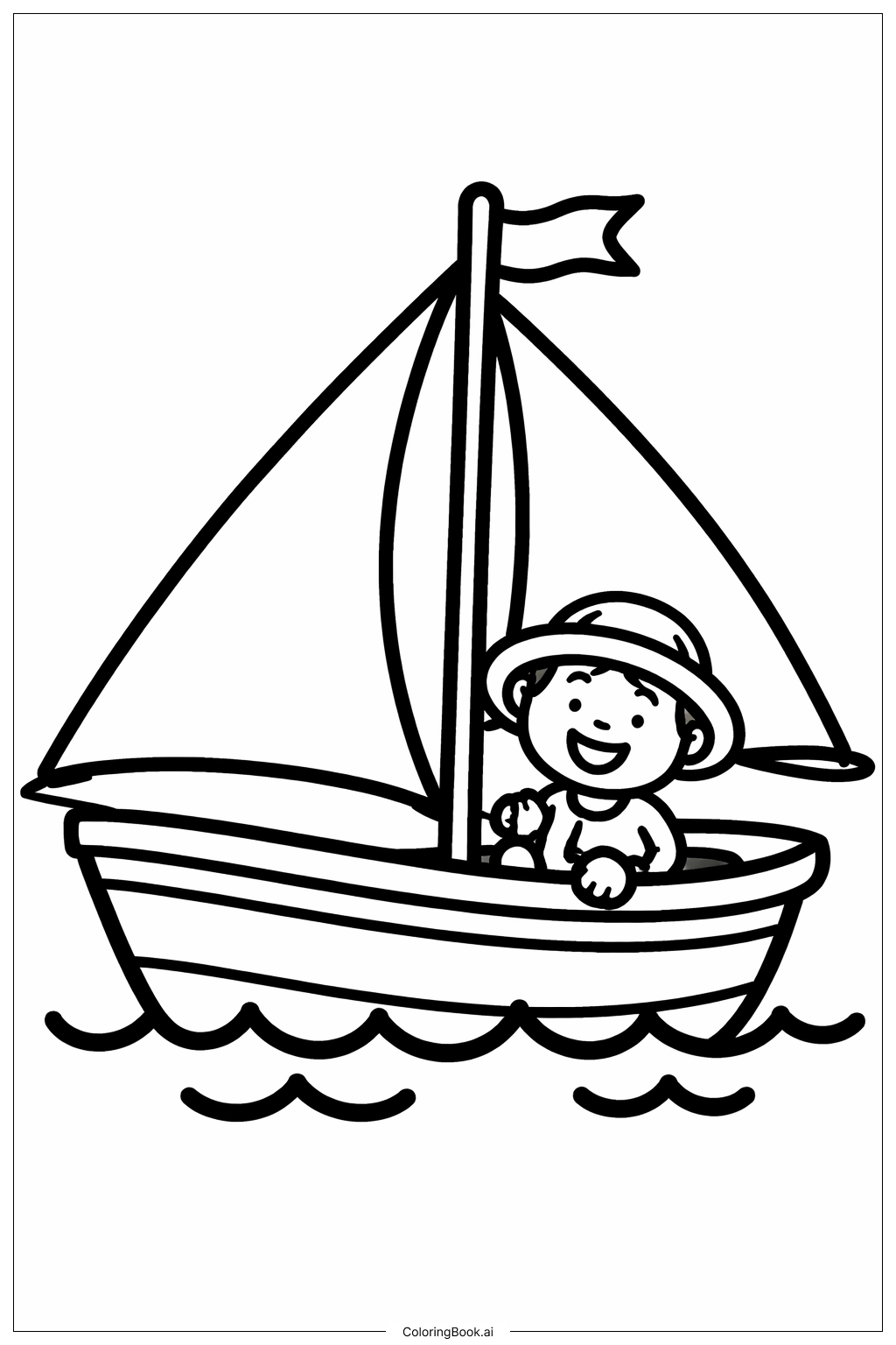  哦，你将要去的地方 小帆船填色页 