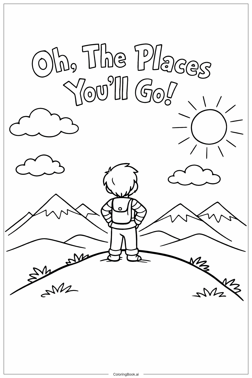  Página para colorear de Oh Los Lugares a los Que Irás Mountain View 