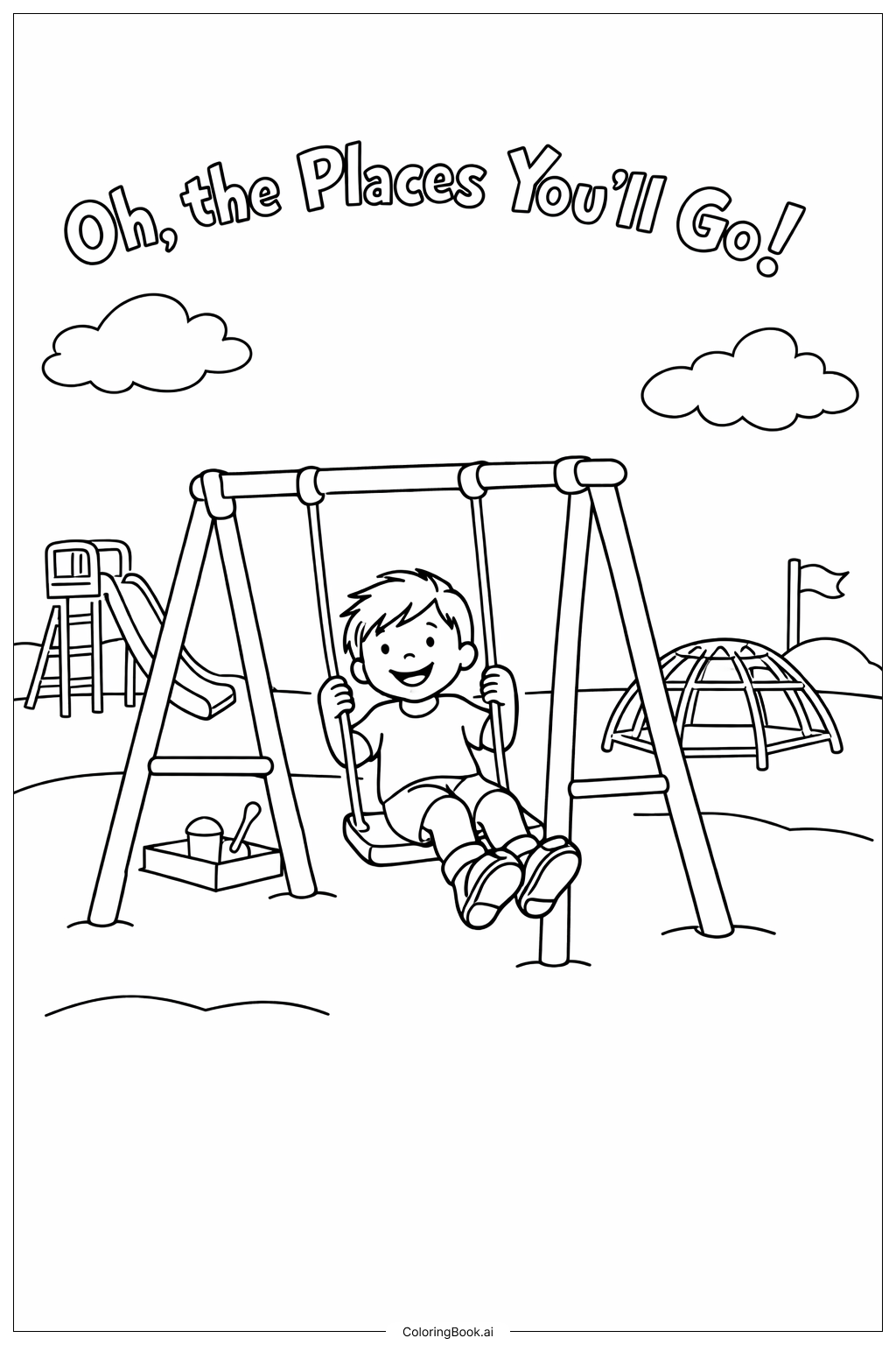  哦！你將前往的遊樂場樂趣著色頁 